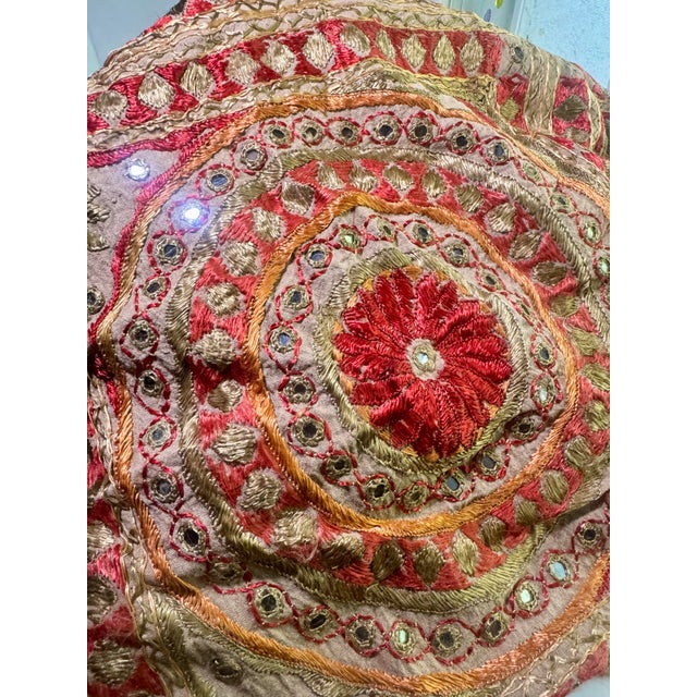 Vintage Indian Silk Mirror Work Embroidered Coverlet / Wall Hanging For Sale In San Francisco - Image 6 of 6