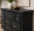 Refinished Black Dresser With Brass Ring Hardware-Modern Classic 9-Drawer Statement Piece For Sale - Image 4 of 7