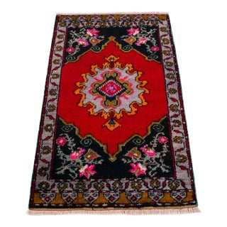 1970s Small Rug, Entry Decor, Bath Mat, Kitchen Accent, Turkish Rug, Door Mat, Lundry Room Decor 1'10" X 3'3" For Sale