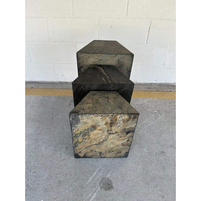 Wood Pulaski Slate Nesting Tables Set of 3 For Sale - Image 7 of 8