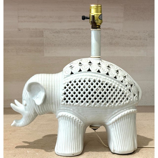 Hollywood Regency Mid Century Blanc De Chine Elephant Lamp by Morris Greenspan For Sale - Image 3 of 10