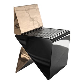 "L'amore Dell'anima" Chair With Bronze and Woven Leather For Sale