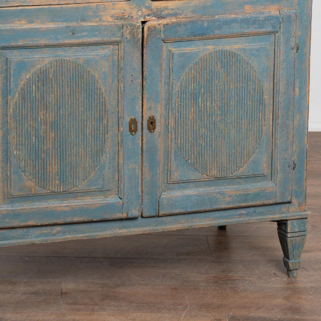 Wood Early 19th Century Original Blue Painted Swedish Pine Sideboard For Sale - Image 7 of 14