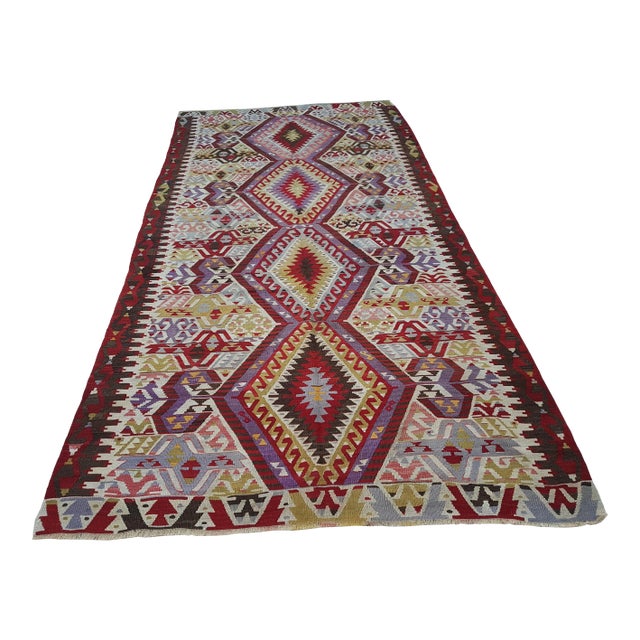 Vintage Turkish Kilim Rug 4'11'' X 9'7" For Sale