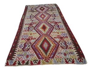 Vintage Turkish Kilim Rug 4'11'' X 9'7"
