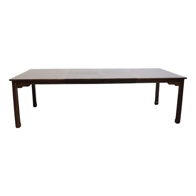 Thomasville Furniture Tokaido Collection Banded Walnut Asian Modern 102" Dining Table 10821-752 For Sale