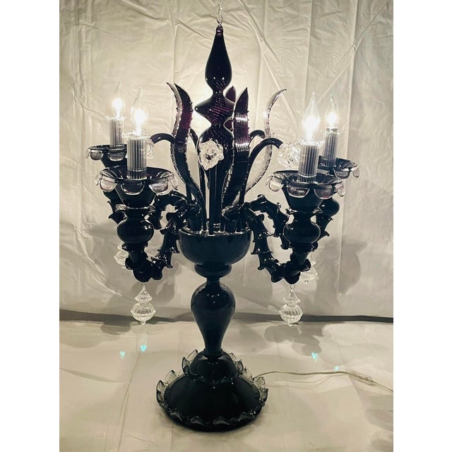 1990s Monumental Black Murano Glass Five-Arm Candelabra From the Spelling Manor For Sale - Image 17 of 18