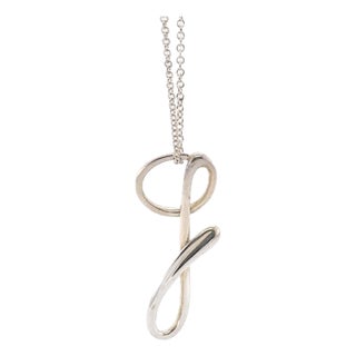 Tiffany & Co. Sterling Silver Elsa Peretti Small “G” Alphabet Pendant Necklace 2.53g For Sale