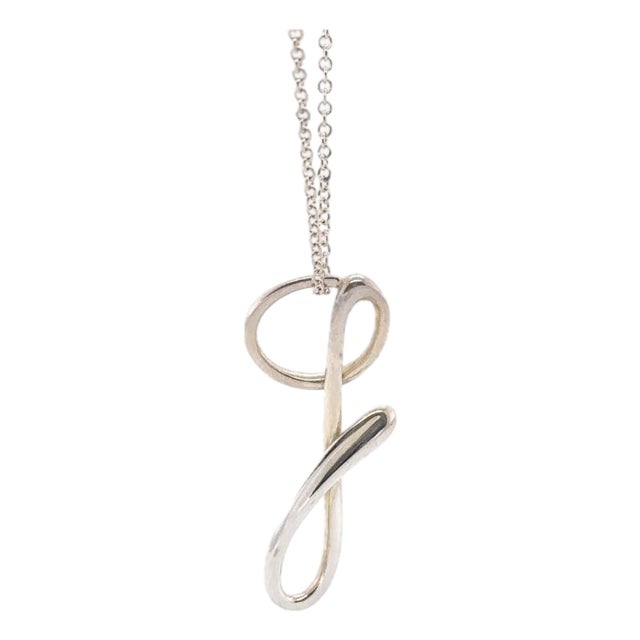 Tiffany & Co. Sterling Silver Elsa Peretti Small “G” Alphabet Pendant Necklace 2.53g For Sale