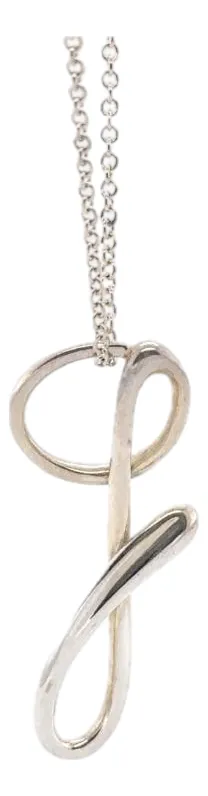 Tiffany & Co. Sterling Silver Elsa Peretti Small “G” Alphabet Pendant Necklace 2.53g