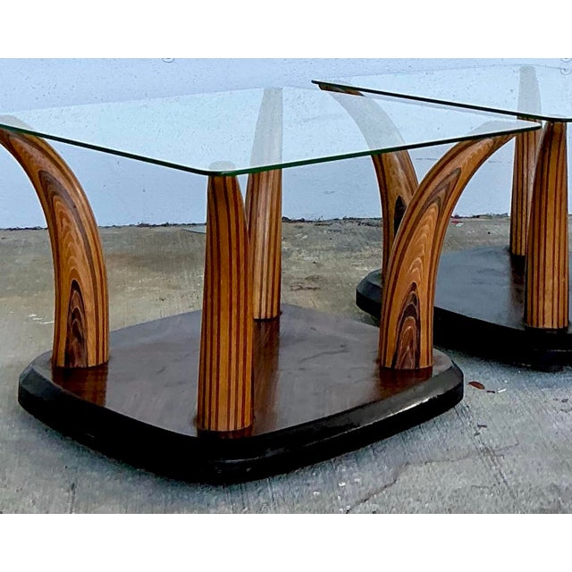 Late 20th Century Vintage Henredon “Scene Two” Zebra Wood Tush Side Tables - A Pair For Sale - Image 5 of 12