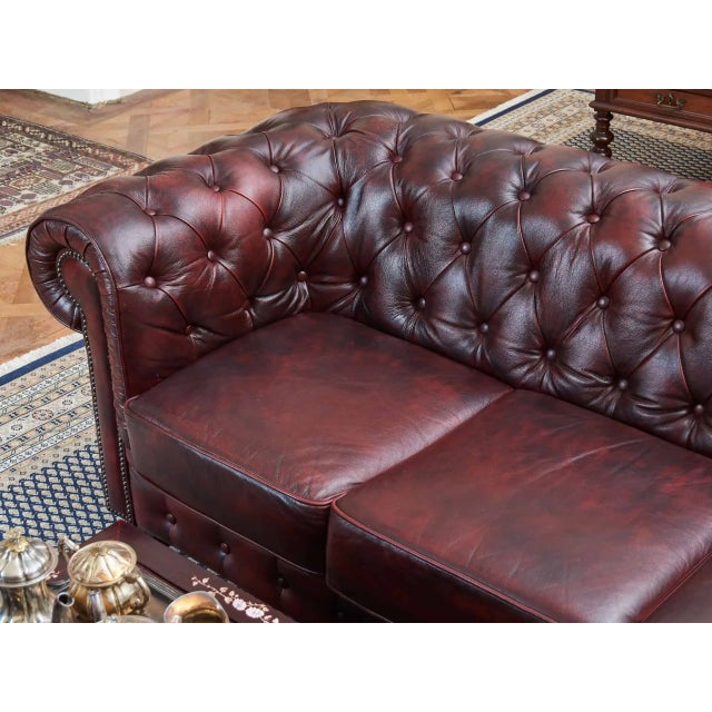 Chesterfield Sofa with Top Leather For Sale - Image 6 of 9