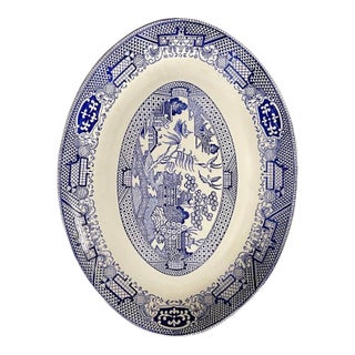 Large Vintage Oval Blue Willow Platter For Sale