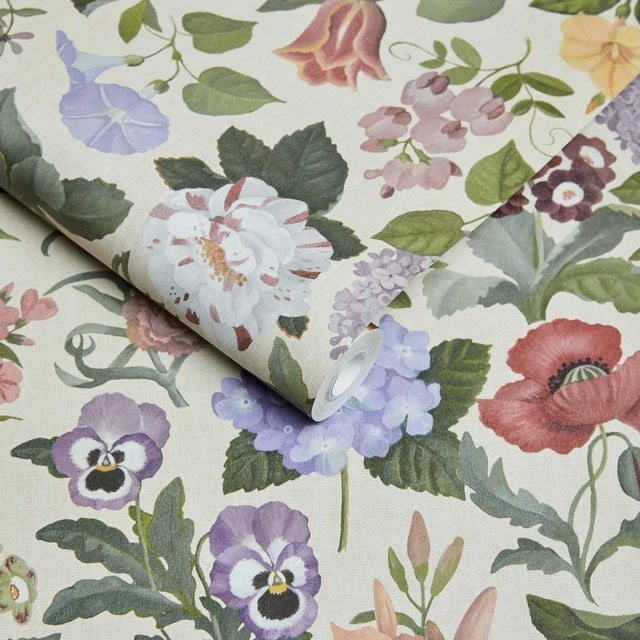 English House of Hackney Floralia Wallpaper, Sample - Ecru For Sale - Image 3 of 3