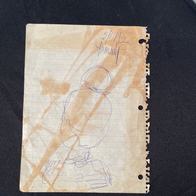 1990s 1990s Purvis Young Sketches on Both Sides and Signed Dated 3/11/92, Unframed For Sale - Image 5 of 5