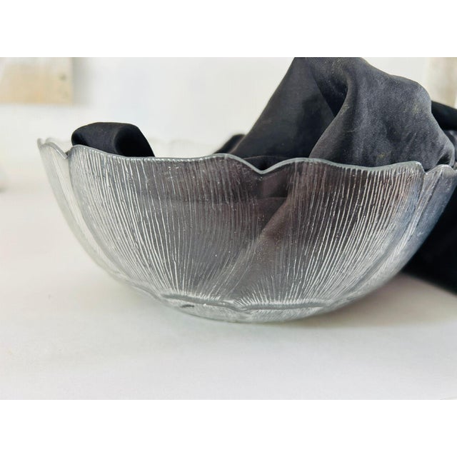 Vintage Arcoroc FLEUR Salad Serving Bowl & 2 Small Bowls Clear Glass Leaf Design France S/3 Serving Bowl 9"D X 3.5"H Small...