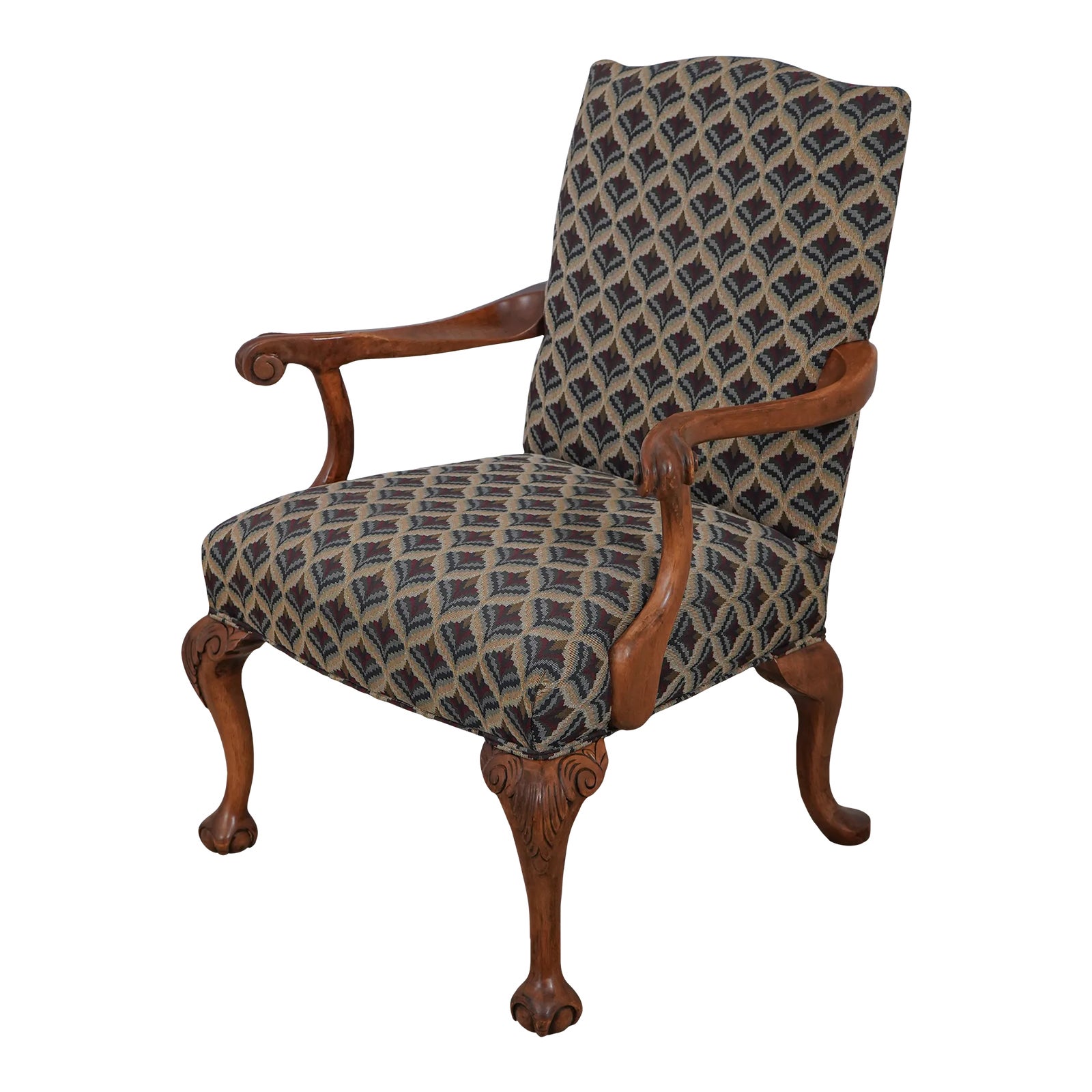 Ball & Claw Foot Upholstered Library Armchair Chairish