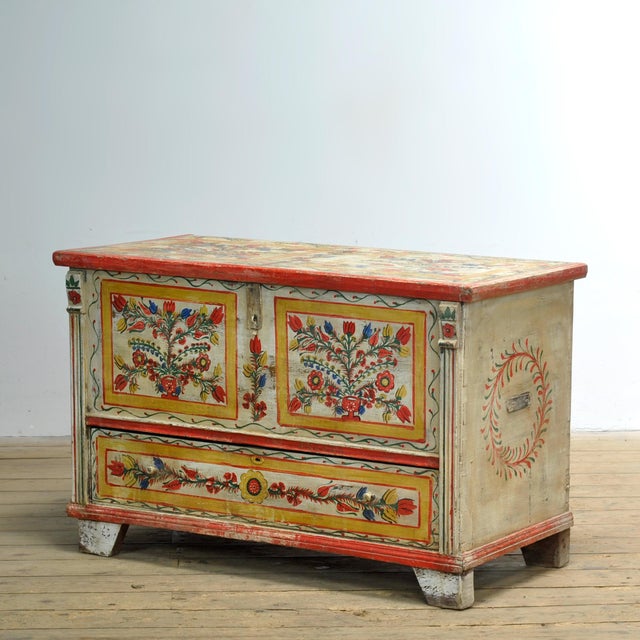 Folk Art Bridal Chest, 1950 For Sale - Image 3 of 13