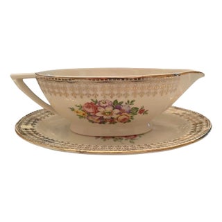 Mid 20th Century 22 Karat Gold Gravy Boat & Saucer For Sale