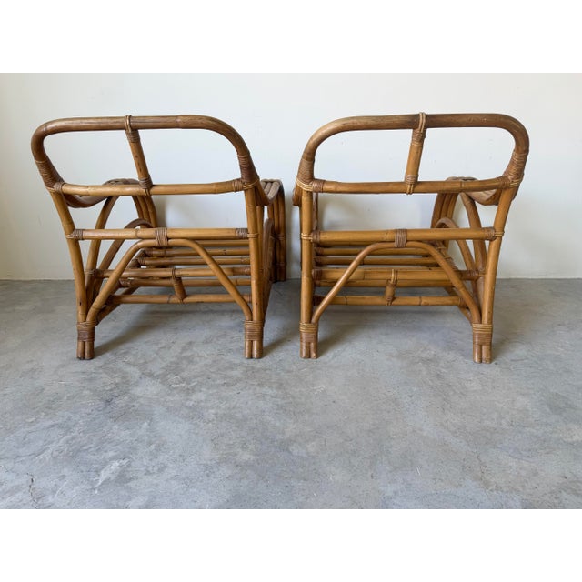 Mid-Century Paul Frankl Style Bamboo & Rattan Lounge Chairs – A Pair For Sale In Miami - Image 6 of 12