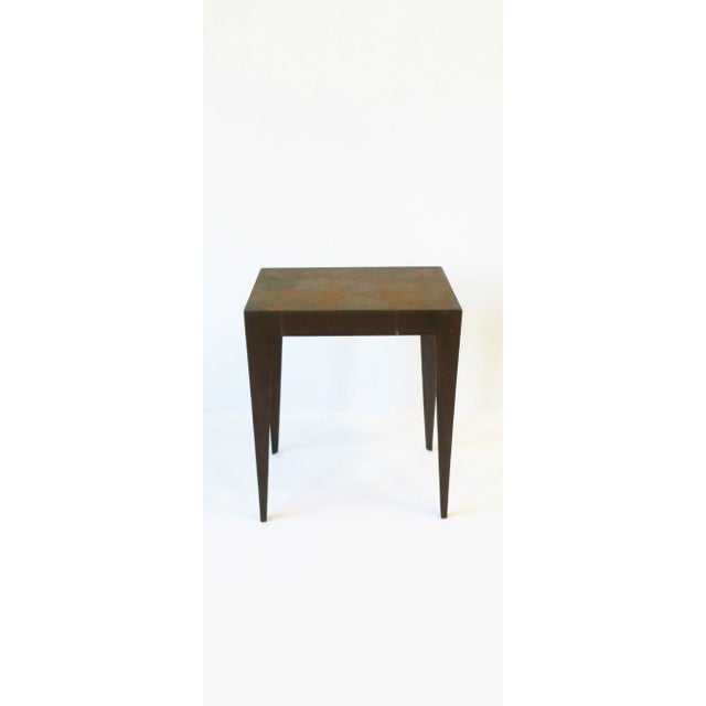 A substantial rectangular metal side, end, or drinks table with Art Deco influence, Minimalist style, circa late-20th...