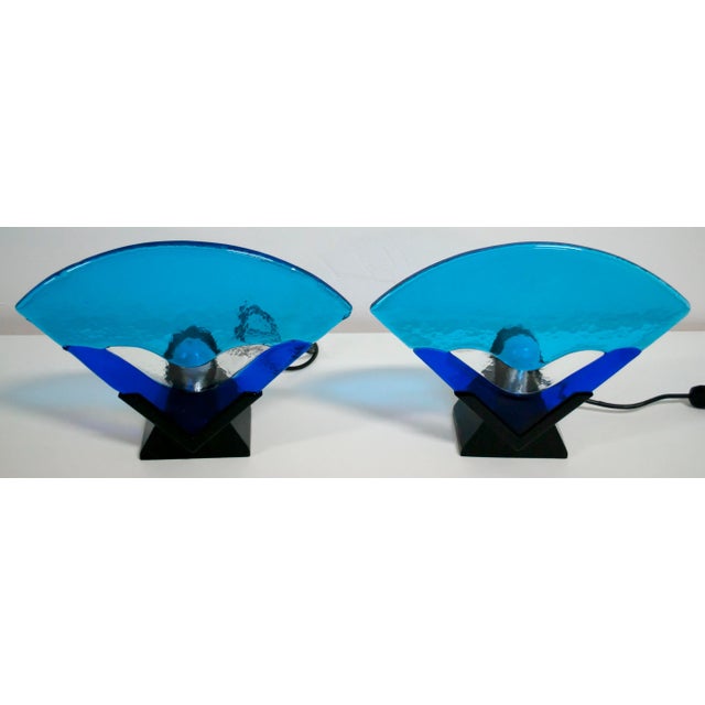 Murano Glass Table Lamps, 1980s, Set of 2 For Sale - Image 3 of 9