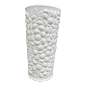 Vintage Grape Botanical Textured Milk White Glass Vase