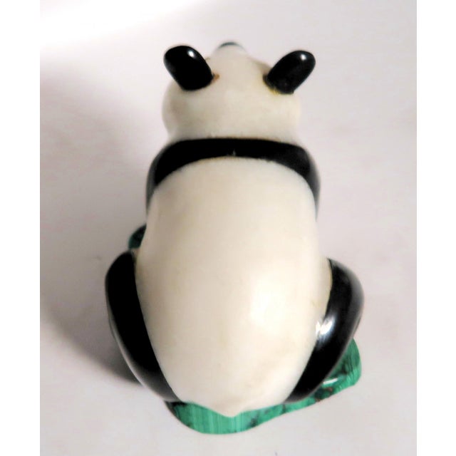 1900s Imperial Carved Hardstone Panda on a Malachite Base For Sale - Image 10 of 11
