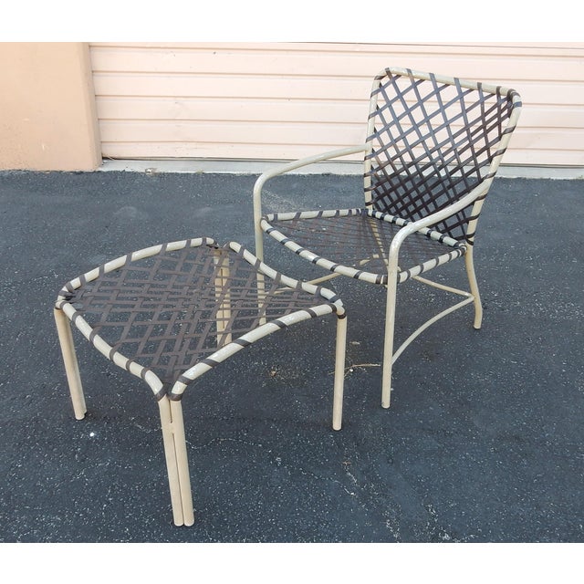Metal Brown Jordan Tamiami Aluminum & Vinyl Strap Patio Chairs & Ottomans For Sale - Image 7 of 7