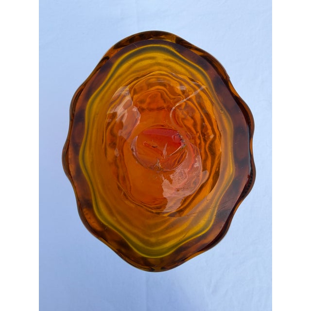 Mid-Century Modern 1960s Blenko Tangerine Bubble Glass Vase For Sale - Image 3 of 7