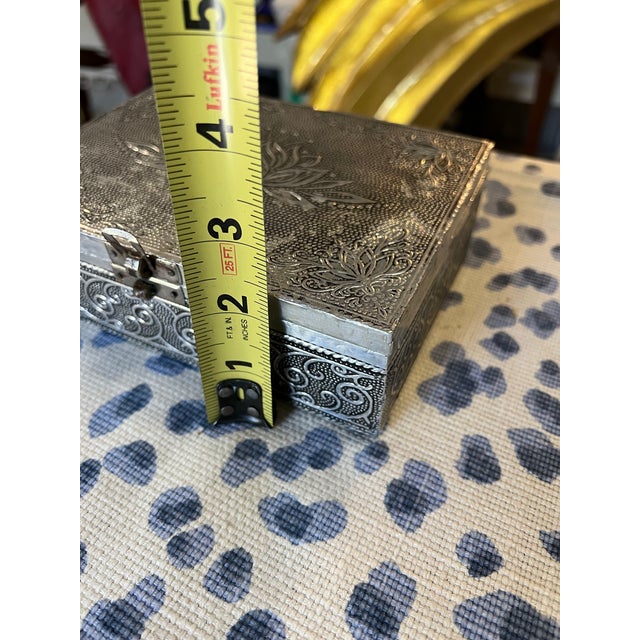 Up for consideration is a beautiful vintage silver etched wooden box. This would look lovely in your home and it is a...