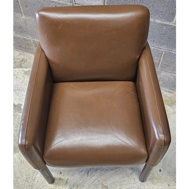 Brown Pair Vico Magistretti for Cassina Model 896 Full Grain Leather Armchairs For Sale - Image 8 of 11