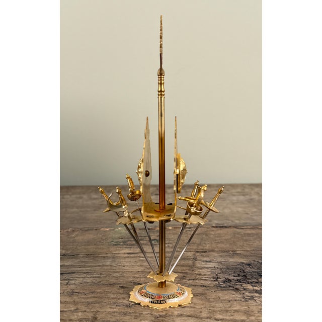 Spanish Revival Spanish Toledo Enamel Gilt Metal Cocktail Picks in Moorish Revival Stand For Sale - Image 3 of 6