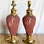 Postmodern Postmodern Pink Glass Swirl and Gold Table Lamps - A Pair For Sale - Image 3 of 9