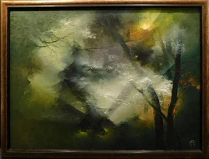 Petras Lukosius#0095 Light in Forest Original Oil on Paintings With Custom Frame