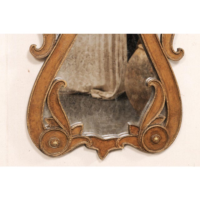 Italian Mid 20th Century Italian Lyre-Shaped Mirror W/Star Accents For Sale - Image 3 of 12