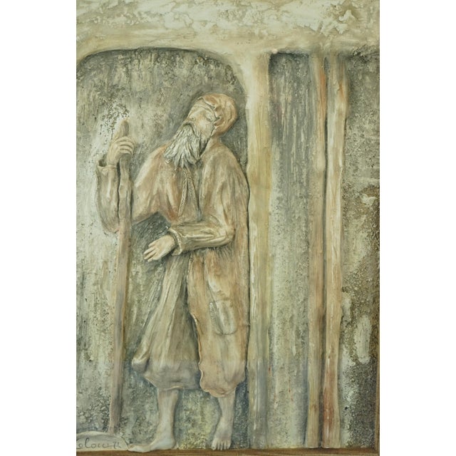 1970s Enamelled Terracotta Bas-Relief Plaque Depicting a Priest or Monk Wearing 17th Century Clothing by I. Colocci, 1971 For Sale - Image 5 of 18