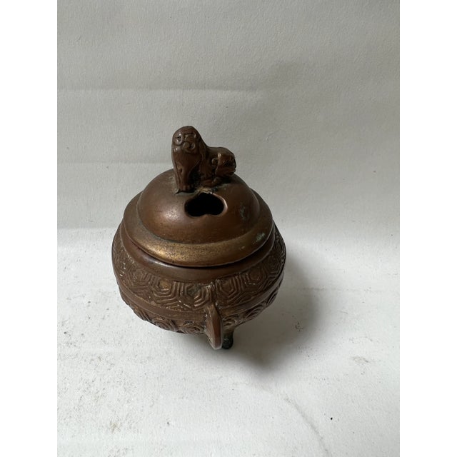Mid 20th Century Mid 20th Century High Relief Bronze Foo Dog Asian Incense Burner For Sale - Image 5 of 13
