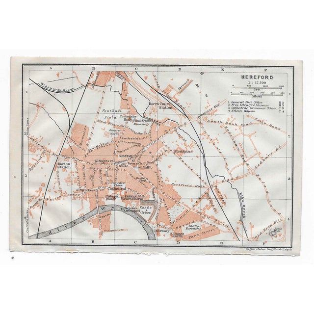1910 Map of Hereford England | Chairish