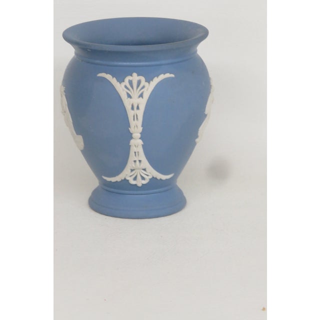 Wedgwood Wedgwood Small Blue Jasperware Vase Neoclassical Motif Winged Horse Cherub 4739b For Sale - Image 4 of 10