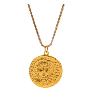 Mystic Guardian Coin Medallion Necklace For Sale