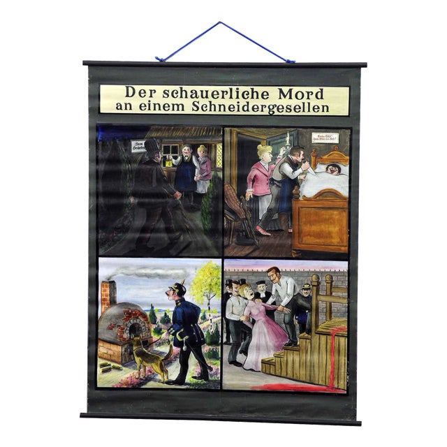 Hand Painted Story of a Murder Ballade Wall Decoration Chart For Sale