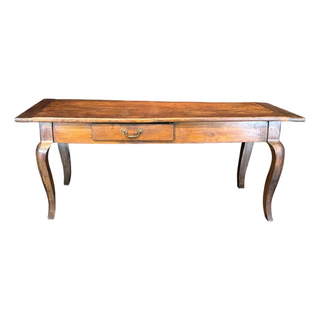 19th Century French Provincial Dining Table With Two Drawers For Sale