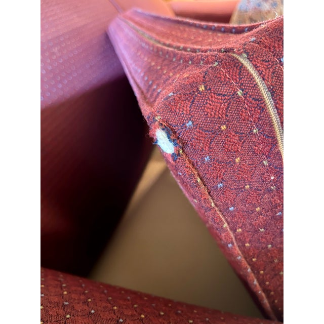 Antique Early 20th Century Hardwood Framed Burgundy Sofa For Sale In Cleveland - Image 6 of 8