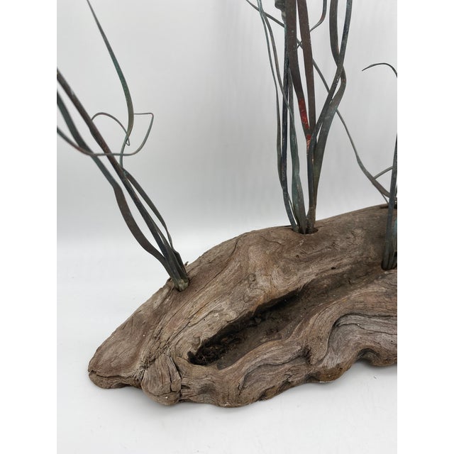 Brown Curtis Jere Style Coastal Cattails and Driftwood Brutalist Sculpture For Sale - Image 8 of 9
