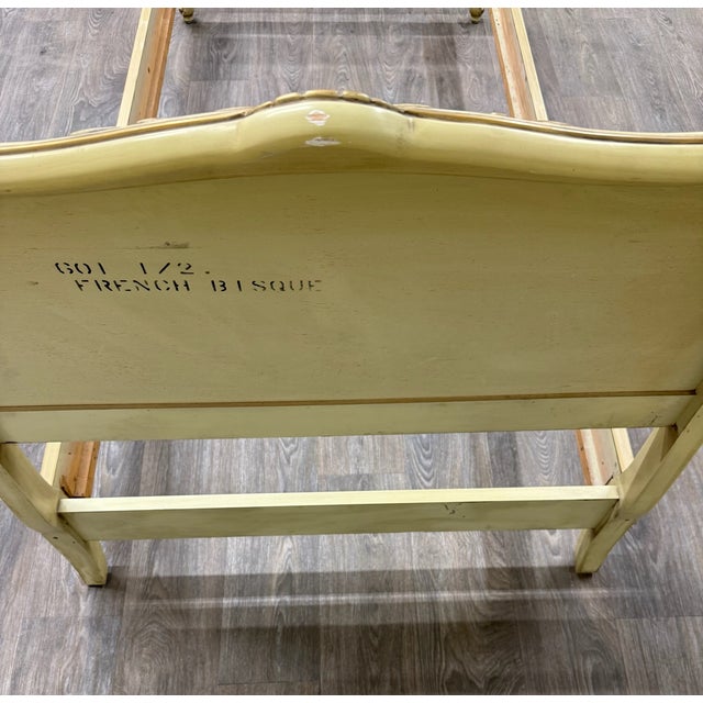 Vintage Twin Size French Provincial Louis XV Style French Bisque Cream Bed For Sale - Image 9 of 15