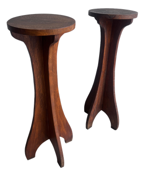 Arts & Crafts Wooden Pedestal Stands, France, 1920, Set of 2