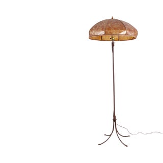 Bernard Collin Hand Froged Iron Floor Lamp With Mica Shade For Sale