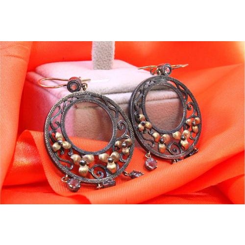 Gold and Silver Earrings with Three Pendants, Set of 2 For Sale - Image 4 of 11