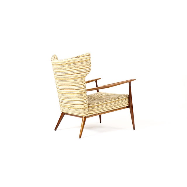 1960s Mid Century Wingback Lounge Chairs Attributed to Paul McCobb for Directional — Walnut Frames — Reupholstery Included For Sale - Image 12 of 16